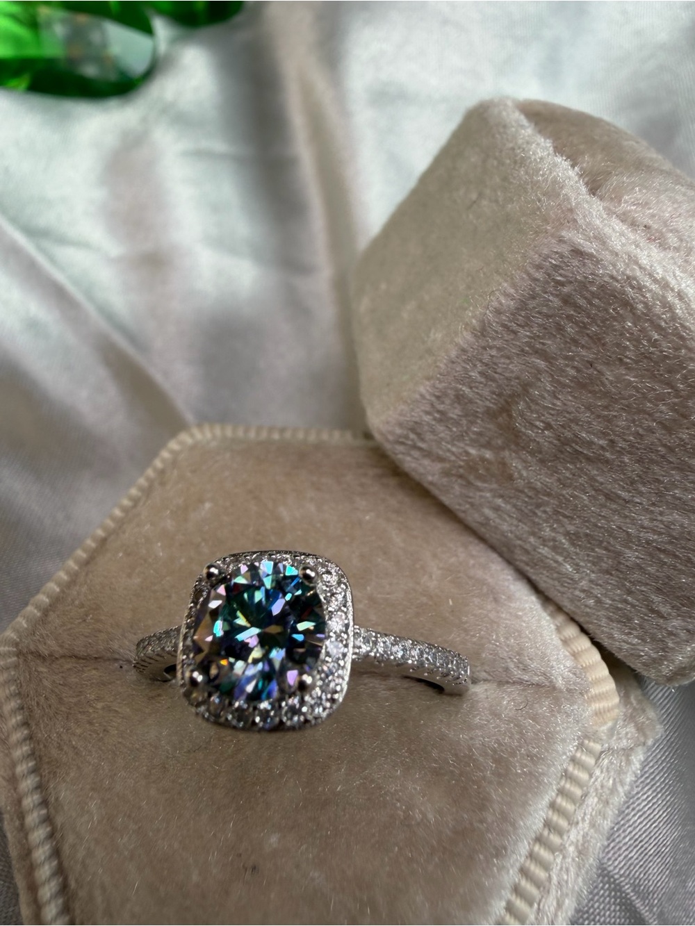 Captivating 1 CT Rainbow Cushion Moissanite Ring | 925 Sterling Silver | Size 7